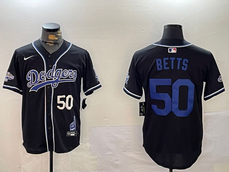 Men Los Angeles Dodgers #50 Betts Black Game 2024 Nike MLB Jersey style 12021